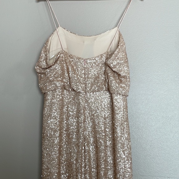 Sorrella Vita size 12 champagne colored sequin floor length gown - Picture 5 of 12